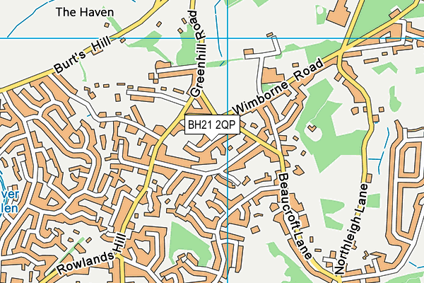 BH21 2QP map - OS VectorMap District (Ordnance Survey)