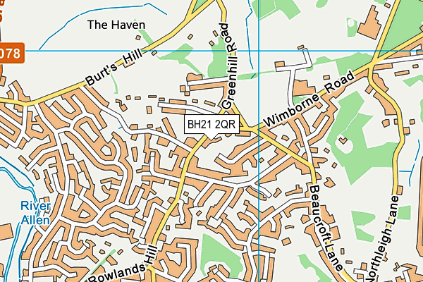 BH21 2QR map - OS VectorMap District (Ordnance Survey)
