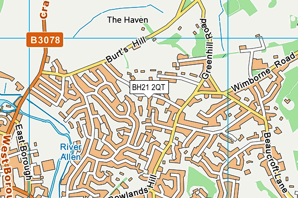 BH21 2QT map - OS VectorMap District (Ordnance Survey)