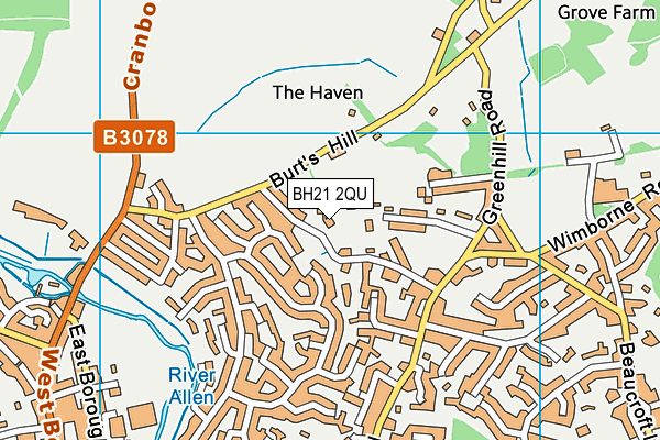 BH21 2QU map - OS VectorMap District (Ordnance Survey)