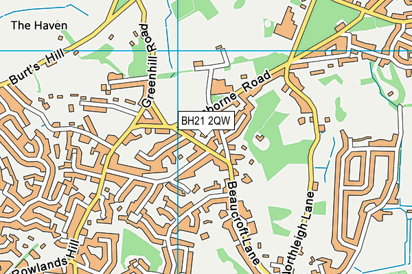 BH21 2QW map - OS VectorMap District (Ordnance Survey)