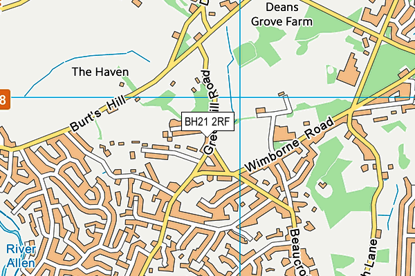 BH21 2RF map - OS VectorMap District (Ordnance Survey)