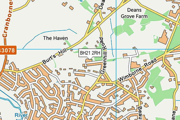 BH21 2RH map - OS VectorMap District (Ordnance Survey)