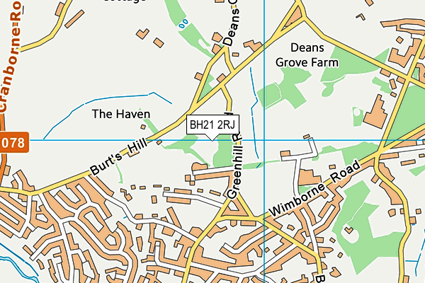 BH21 2RJ map - OS VectorMap District (Ordnance Survey)