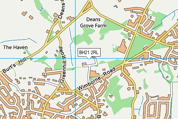 BH21 2RL map - OS VectorMap District (Ordnance Survey)