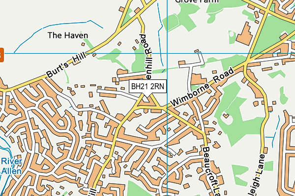 BH21 2RN map - OS VectorMap District (Ordnance Survey)