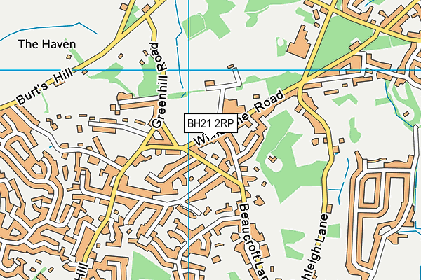 BH21 2RP map - OS VectorMap District (Ordnance Survey)