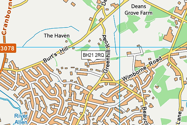 BH21 2RQ map - OS VectorMap District (Ordnance Survey)
