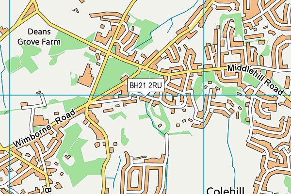 BH21 2RU map - OS VectorMap District (Ordnance Survey)