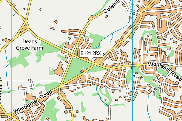 BH21 2RX map - OS VectorMap District (Ordnance Survey)