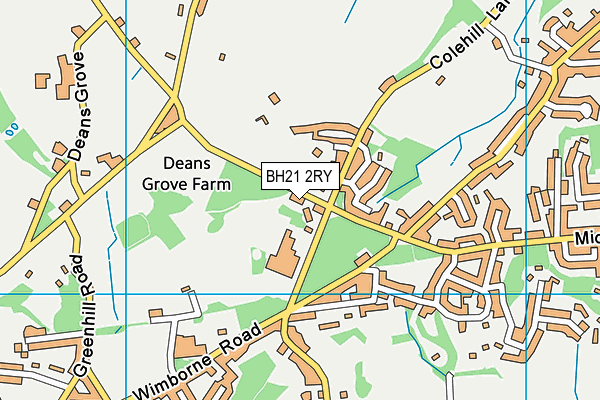 BH21 2RY map - OS VectorMap District (Ordnance Survey)