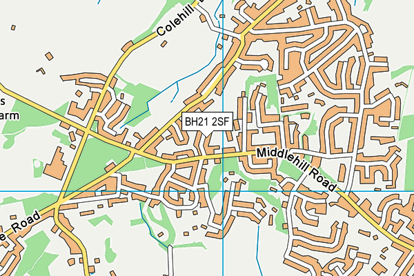 BH21 2SF map - OS VectorMap District (Ordnance Survey)