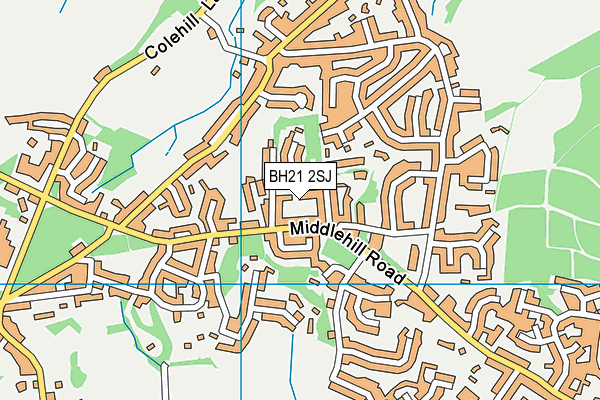 BH21 2SJ map - OS VectorMap District (Ordnance Survey)
