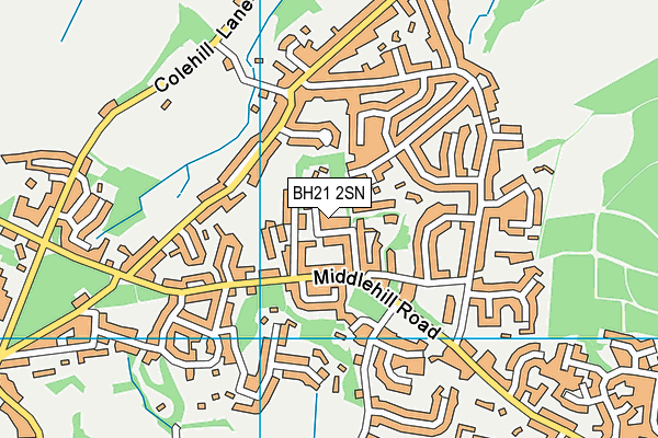 BH21 2SN map - OS VectorMap District (Ordnance Survey)