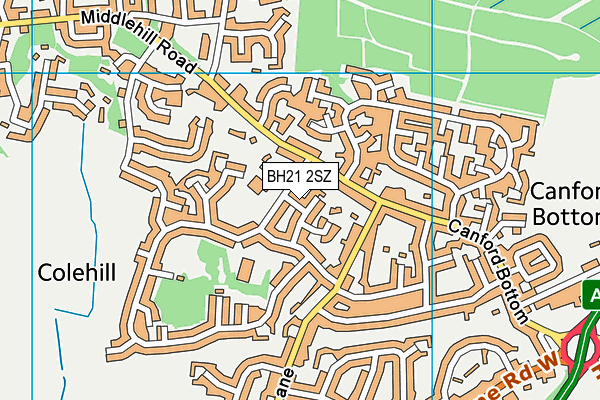 BH21 2SZ map - OS VectorMap District (Ordnance Survey)