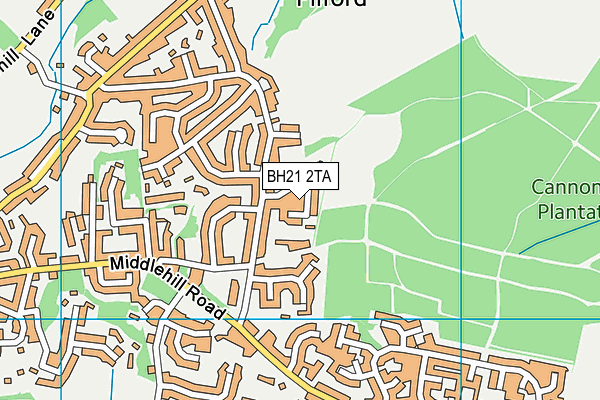 BH21 2TA map - OS VectorMap District (Ordnance Survey)