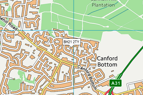 BH21 2TY map - OS VectorMap District (Ordnance Survey)