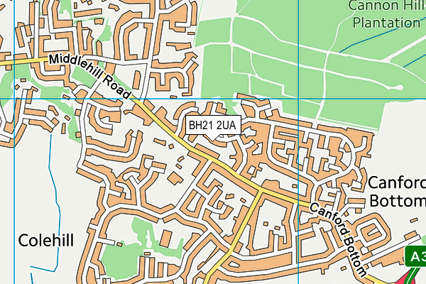 BH21 2UA map - OS VectorMap District (Ordnance Survey)