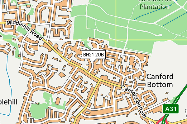 BH21 2UB map - OS VectorMap District (Ordnance Survey)