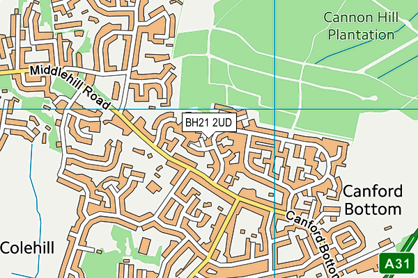 BH21 2UD map - OS VectorMap District (Ordnance Survey)
