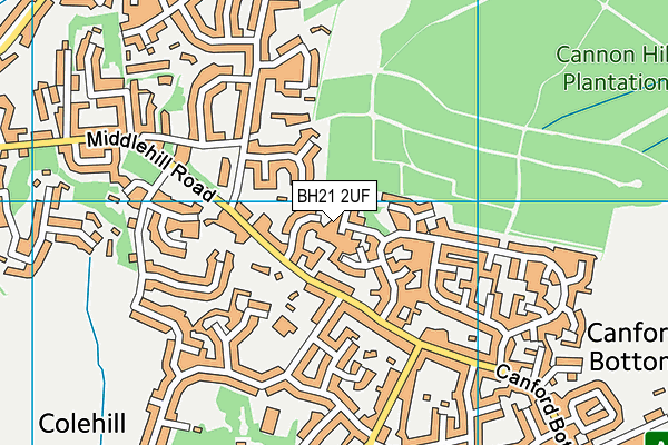BH21 2UF map - OS VectorMap District (Ordnance Survey)