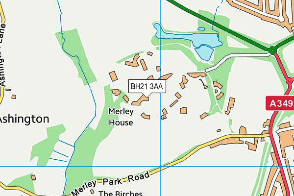 BH21 3AA map - OS VectorMap District (Ordnance Survey)