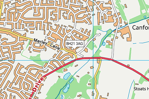 BH21 3AG map - OS VectorMap District (Ordnance Survey)