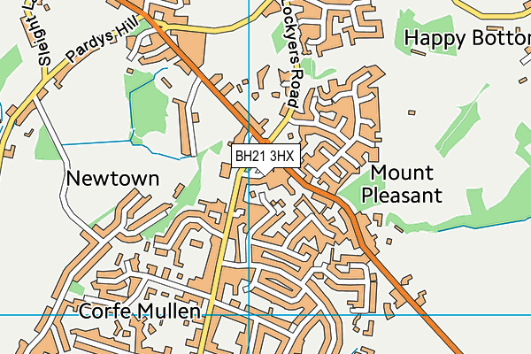 BH21 3HX map - OS VectorMap District (Ordnance Survey)
