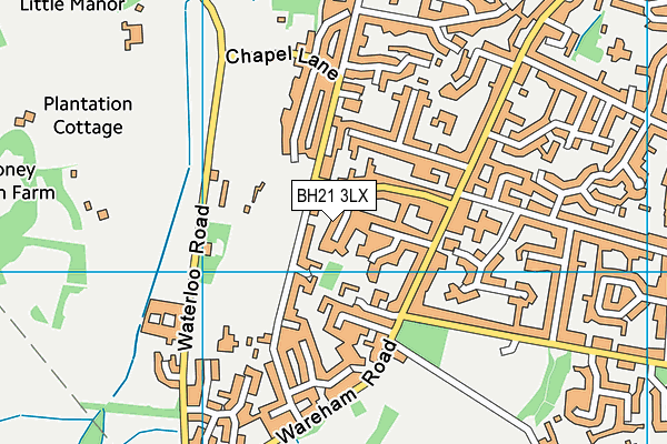 BH21 3LX map - OS VectorMap District (Ordnance Survey)
