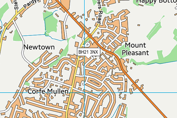 BH21 3NX map - OS VectorMap District (Ordnance Survey)