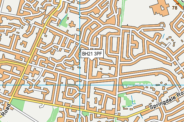 BH21 3PF map - OS VectorMap District (Ordnance Survey)
