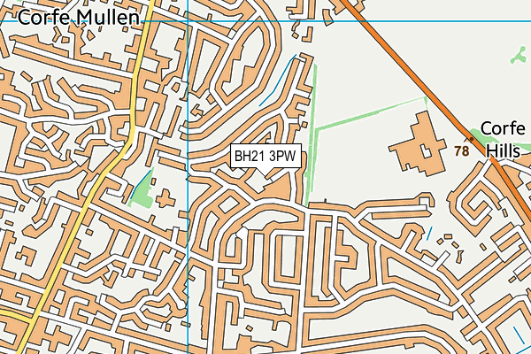 BH21 3PW map - OS VectorMap District (Ordnance Survey)