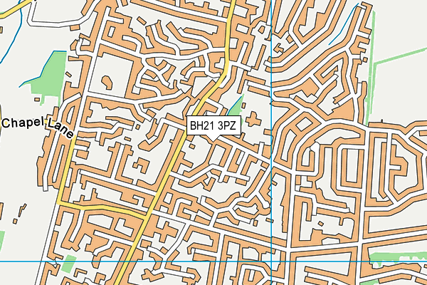 BH21 3PZ map - OS VectorMap District (Ordnance Survey)