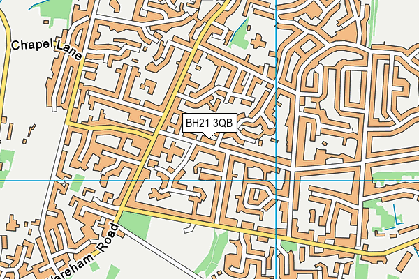 BH21 3QB map - OS VectorMap District (Ordnance Survey)