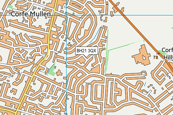 BH21 3QX map - OS VectorMap District (Ordnance Survey)