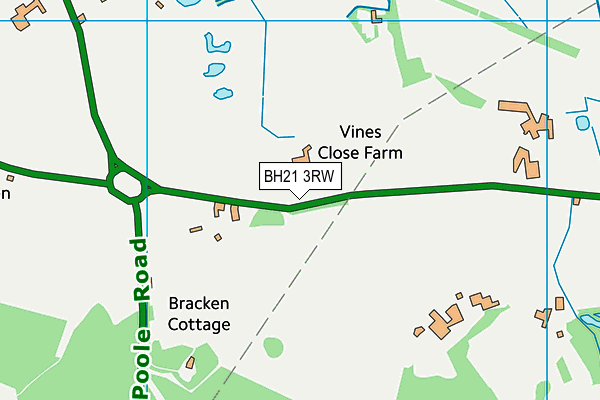BH21 3RW map - OS VectorMap District (Ordnance Survey)