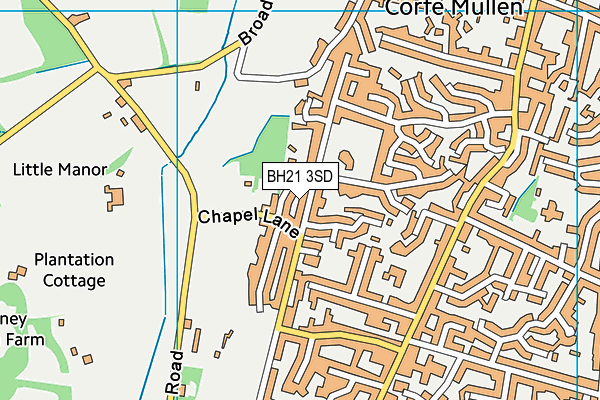 BH21 3SD map - OS VectorMap District (Ordnance Survey)