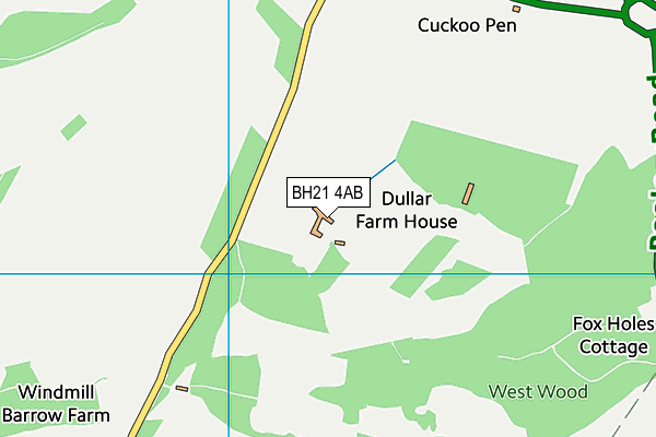 BH21 4AB map - OS VectorMap District (Ordnance Survey)