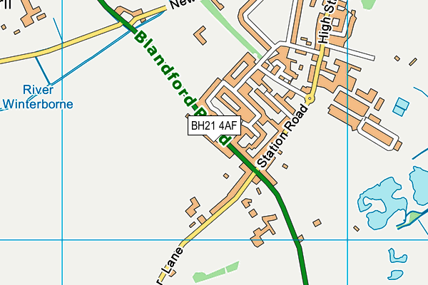 BH21 4AF map - OS VectorMap District (Ordnance Survey)
