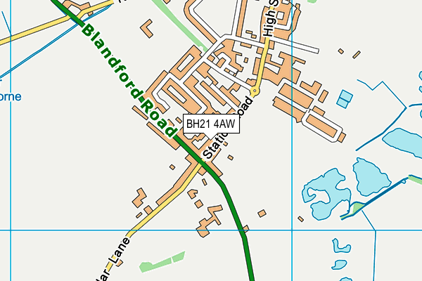 BH21 4AW map - OS VectorMap District (Ordnance Survey)