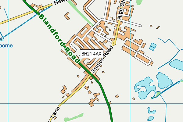 BH21 4AX map - OS VectorMap District (Ordnance Survey)
