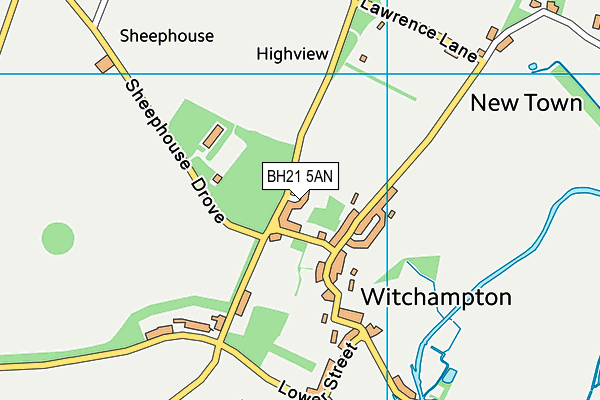 BH21 5AN map - OS VectorMap District (Ordnance Survey)