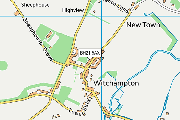 BH21 5AX map - OS VectorMap District (Ordnance Survey)