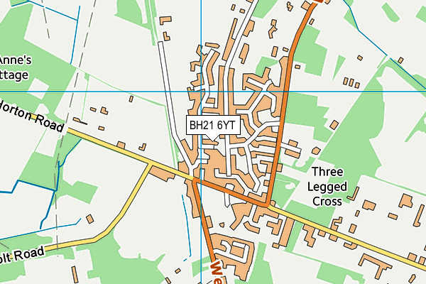 BH21 6YT map - OS VectorMap District (Ordnance Survey)