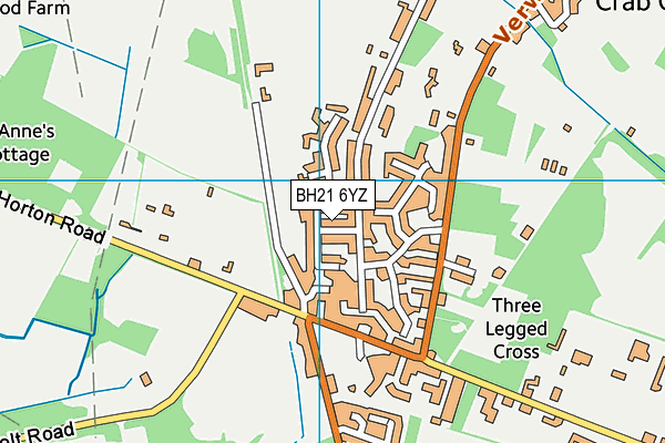 BH21 6YZ map - OS VectorMap District (Ordnance Survey)