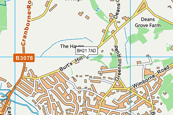 BH21 7AD map - OS VectorMap District (Ordnance Survey)