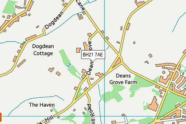 BH21 7AE map - OS VectorMap District (Ordnance Survey)