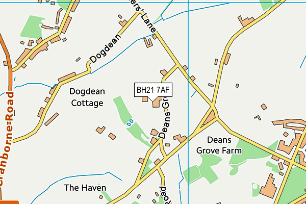 BH21 7AF map - OS VectorMap District (Ordnance Survey)