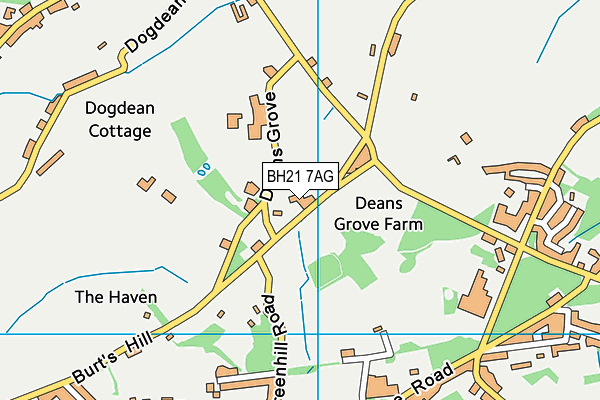 BH21 7AG map - OS VectorMap District (Ordnance Survey)