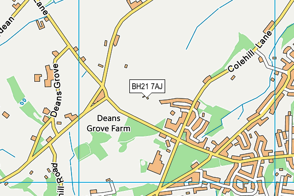 BH21 7AJ map - OS VectorMap District (Ordnance Survey)